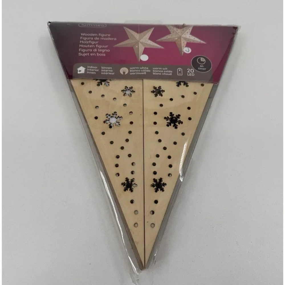 Wind & Weather Snowflake LED Wooden Star Hanging Light Decor Lumineo Lights